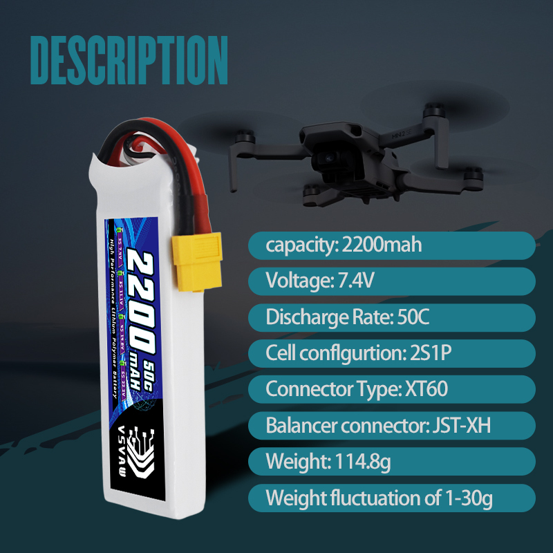 VSVAW 7.4V 2200mah 2S Drone Li - Drone Battery Plate ulasan dan harga