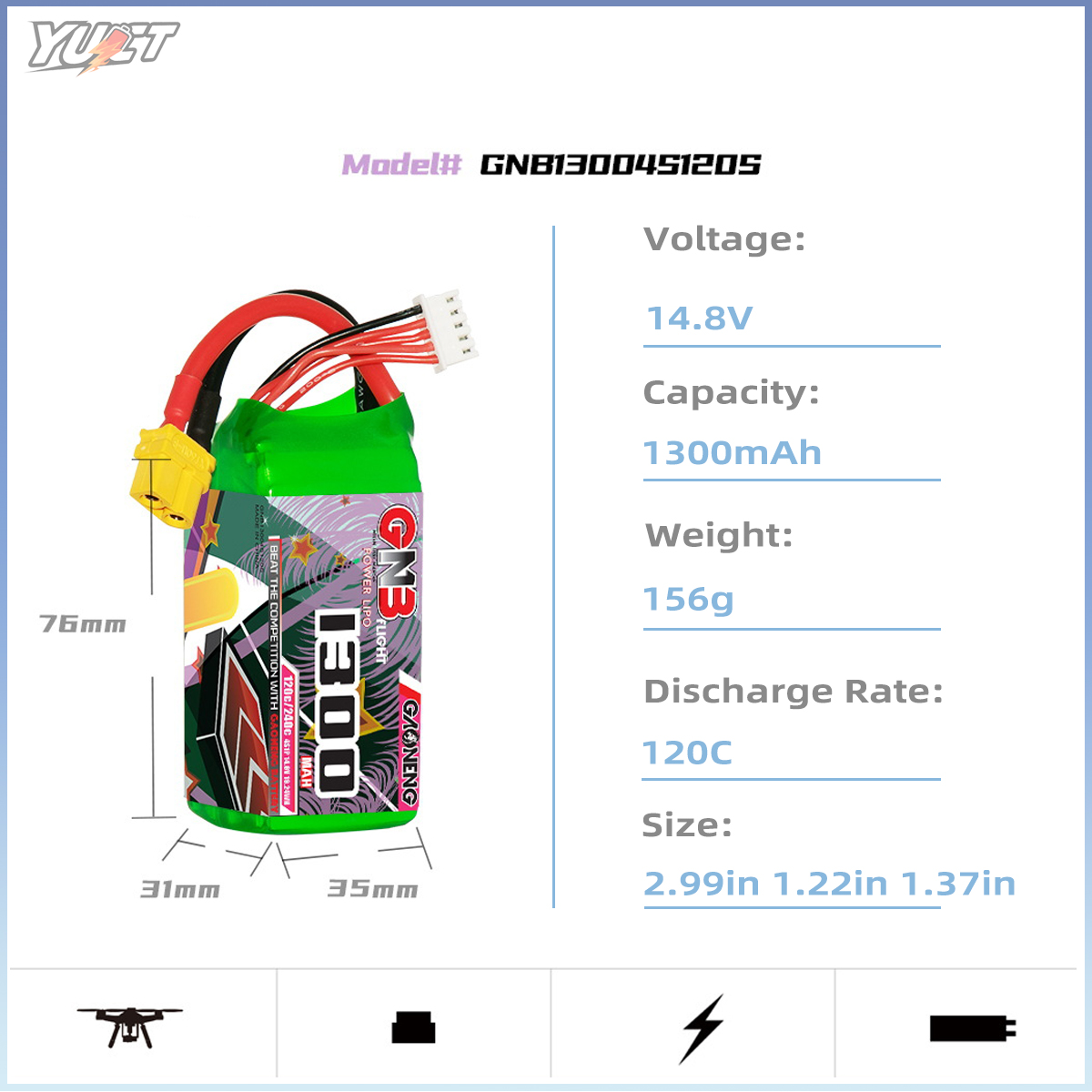 YUCT GNB 6S LiPo Battery 22.2V - Drone Battery 6S ulasan dan harga
