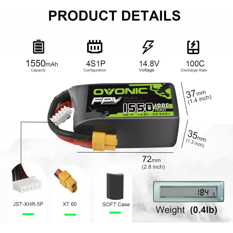 OVONIC 4s Lipo Battery 100C 15 - Drone Battery 4S ulasan dan harga